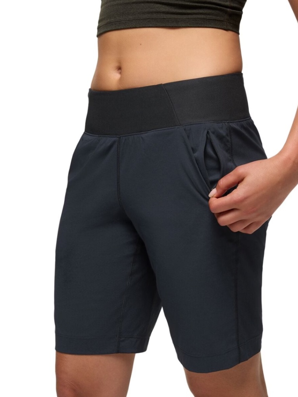 Prana Koen Flat Front Black Women's Large Bermuda Shorts